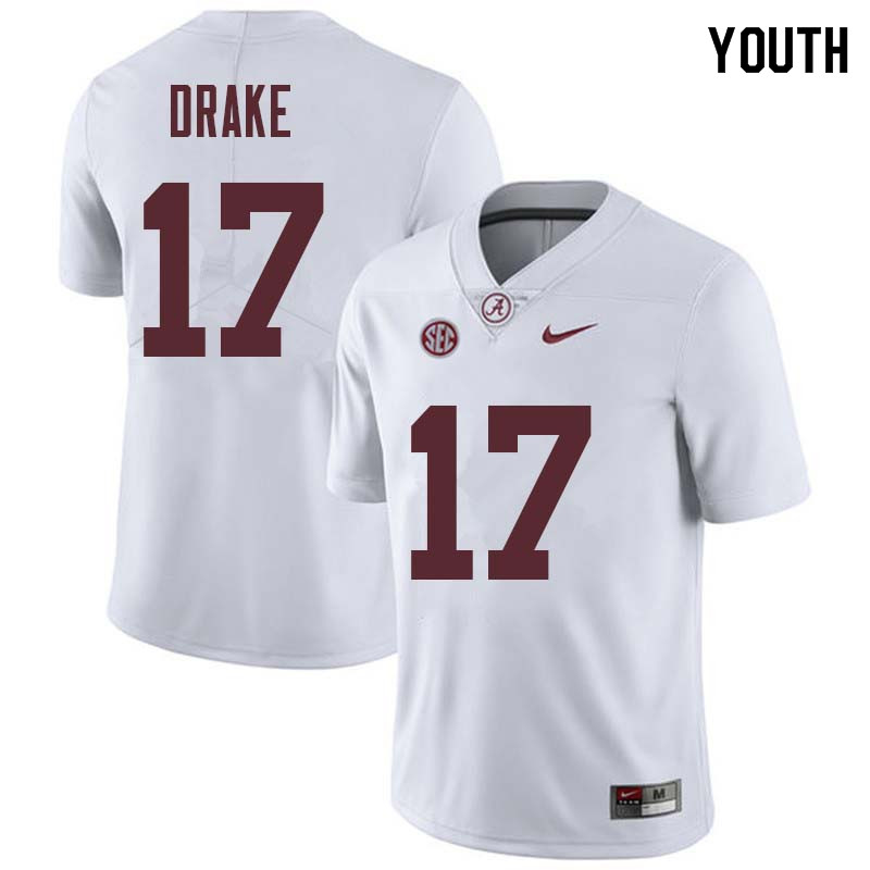 Alabama Crimson Tide Youth Kenyan Drake #17 White NCAA Nike Authentic Stitched College Football Jersey DP16S70BB